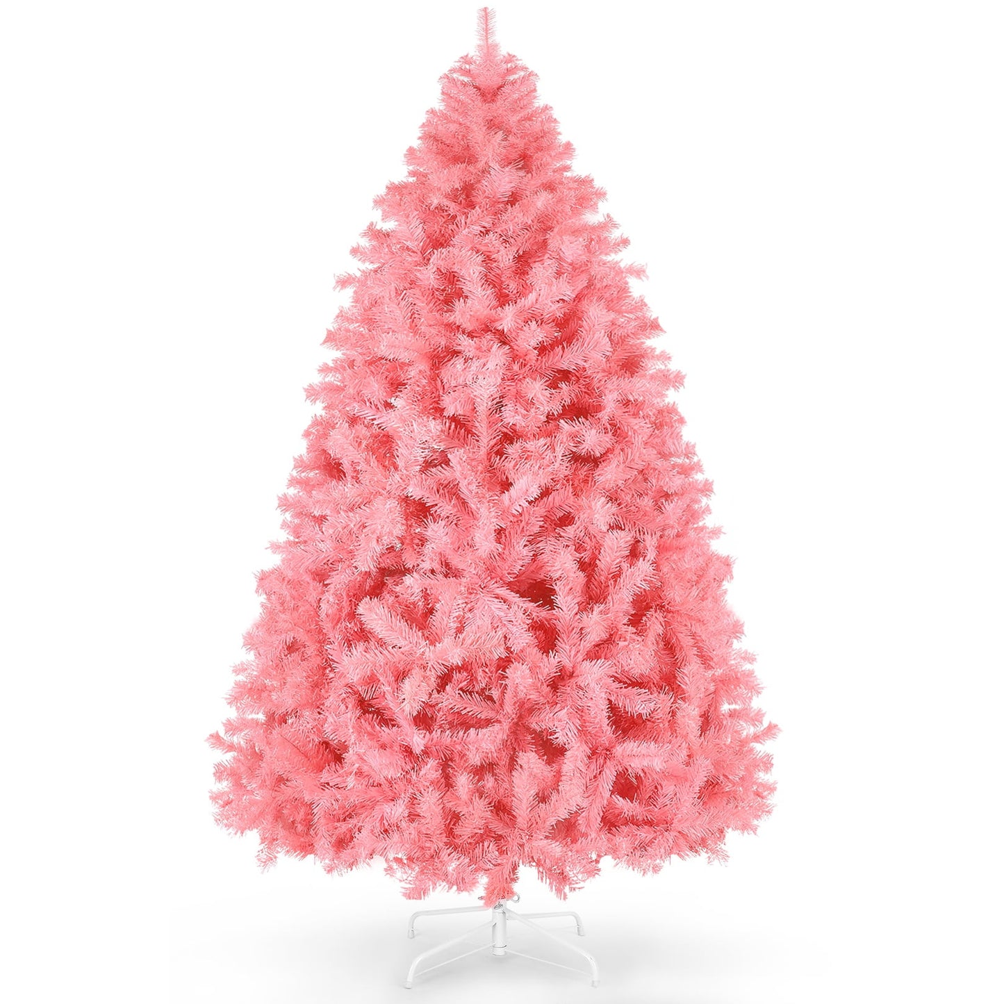Funcid 6ft Pink Artificial Christmas Tree, Hinged Spruce Full Tree with 1,477 Branch Tips, Foldable Metal Stand, 100% New PVC Material, Xmas Tree for Indoor and Outdoor Decoration