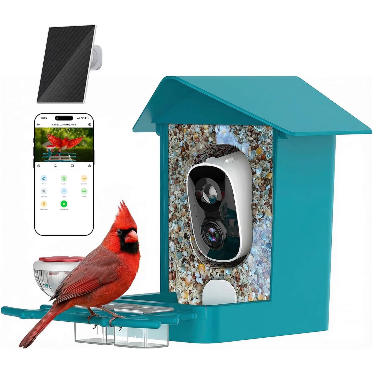 Smart Bird Feeder with Camera, Solar Powered Bird Feeders for Outdoors, All-Weather AI Identification 10,000+ Species & 2.5K HD Bird Watching, Squirrel Proof, Perfect Gift