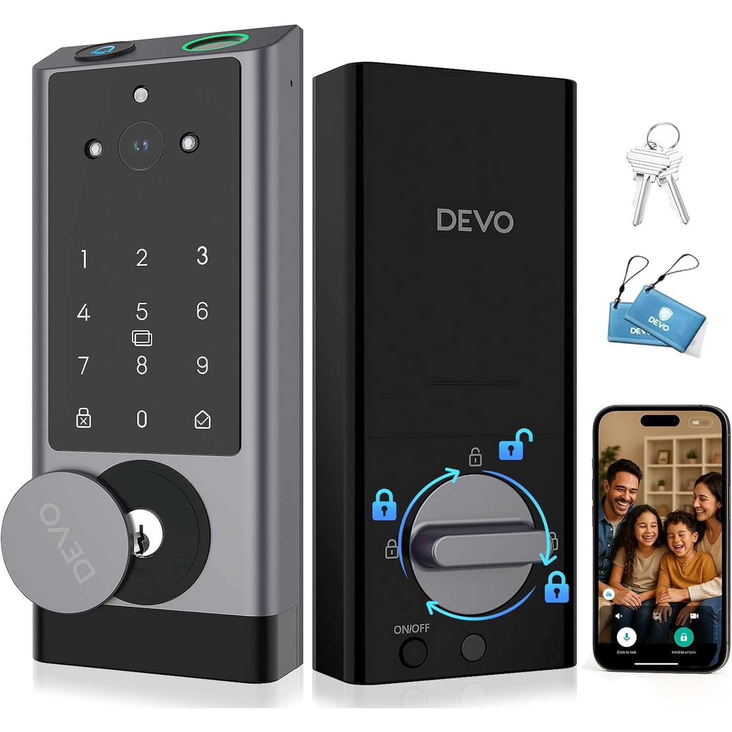 Video Smart Lock with Camera, 6-in-1 Fingerprint Keyless Entry Door Lock for Front Door, App Remote, Auto Locks, Wi-Fi Smart Deadbolt Lock, Easy Install, Dark gray