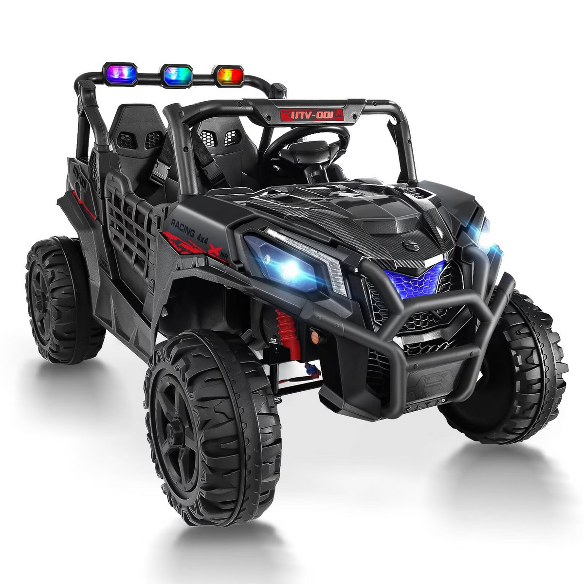 Farmdex 24 Volt Ride on Toys for Big Kids Ages 3-8, 4WD 2XL Ride on Cars w/ Remote Control, 800W Motor Electric Power UTV Cars, 7AH Battery Powered Ride ons w/ Bluetooth, LED Light, 5MPH, Black