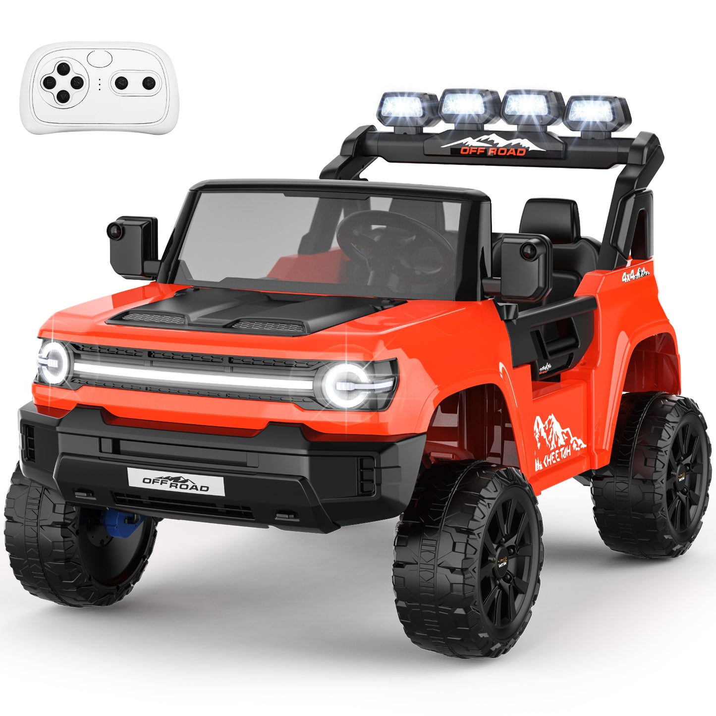 VIBESPARK 24 Volt Ride on Toys, 2-Seater Ride on Cars with Remote Control, 2WD/4WD Switchable Electric Car for Kids w/ Bluetooth, 800W Power Car Wheels, Music, MP3, Suspension, Red