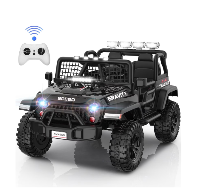 24V 2 Seater Electric Truck Car for Kids, Big Kids Cars To Drive Remote Control, Colorful Led Lights, 3 Speed, Bluetooth Music, Spring Suspension, Farmdex Ride On Toys Gift for Boys & Girls - Black