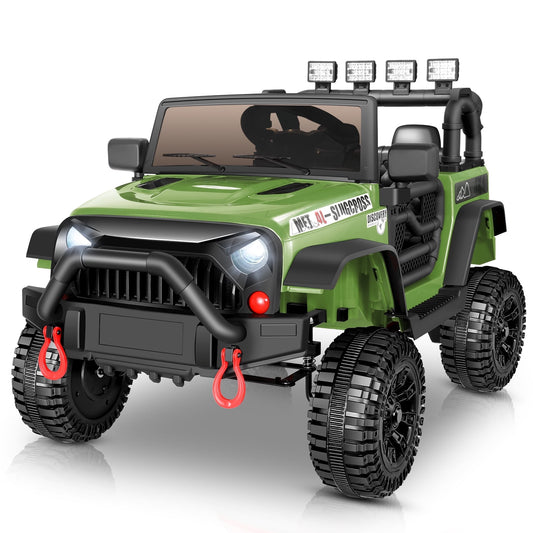 Vibespark 24V Ride on Toys with 2*200W Moter, Electric Battery Powered Truck Car for Kid w/ Parent Remote Control, Bluetooth Music, 4 Wheels Spring Suspension, Led Lights, Green