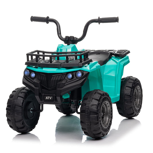 VIBESPARK 12V Battery Powered Ride on Toys, Kids Ride on ATV 4-Wheeler Quad Electric Car with One-Button Start, Ride on Toys for Toddlers W/ Storage Basket, Built-in Music, Bright LED Lights, Green