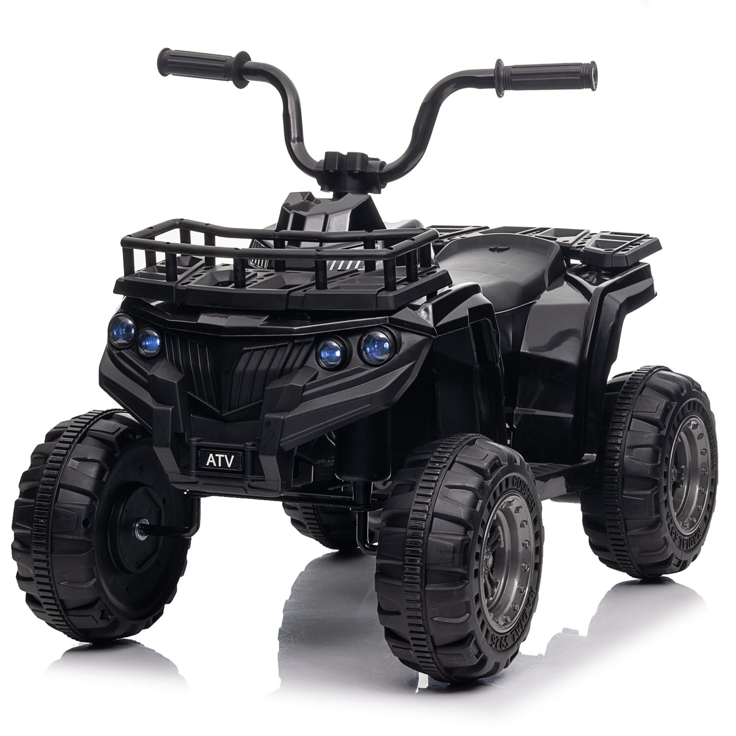 VIBESPARK 12V Battery Powered Ride on Toys, Kids Ride on ATV 4-Wheeler Quad Electric Car with One-Button Start, Ride on Toys for Toddlers W/ Storage Basket, Built-in Music, Bright LED Lights, Black