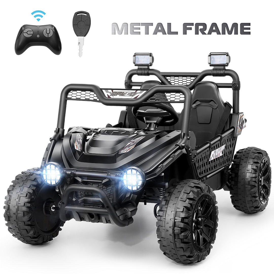 VIBESPARK XXL 24V Ride on Toys for Big Kids with Remote Control & Power Display, Key Start Metal Frame UTV, 7AH Powered Ride ons w/ Bluetooth, MP3, Volume Knob, LED Lights, Spring Suspension, Pink
