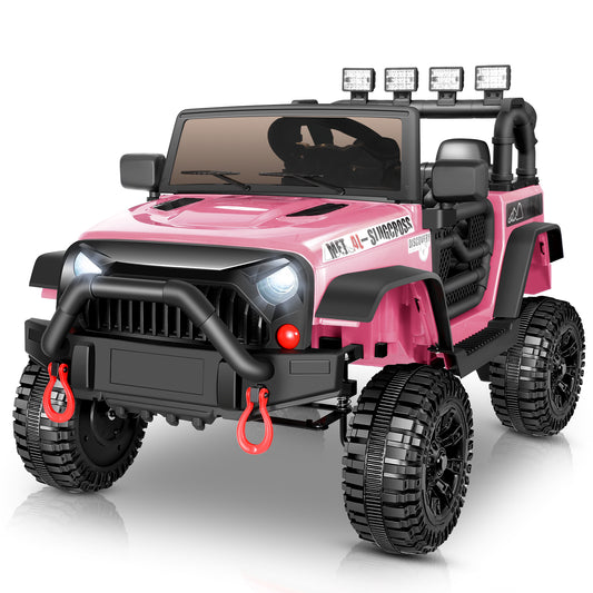 VIBESPARK 12V Ride on Toys for Toddlers Ride on Cars with Remote Control, Battey Powered Ride on Truck Car w/ Bluetooth Music, LED Lights, Spring Suspension, 3 Speeds, White