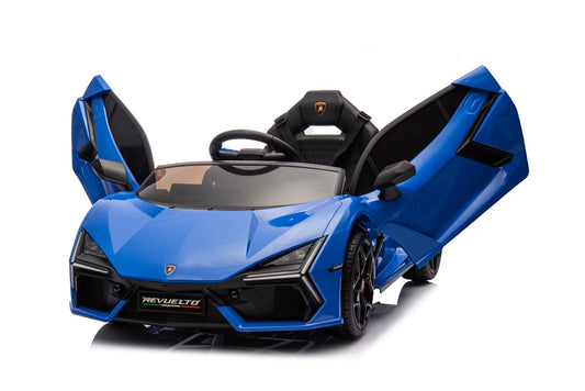 VIBESPARK 12V Licensed Lamborghini Ride on Cars, Ride on Toys for Toddlers with Remote Control, 3-point Safety Belt, Bluetooth, FM Radio, Musics, Scissor Doors, Aged 2-6, Blue