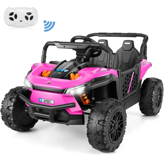 VIBESPARK 12V Ride on Toys, Ride on UTV with Remote Control, Electric Cars for Kids w/ Bluetooth, Music, Bright LED Headlights, Forward and Reverse Joystick, Storage, Spring Suspension, Red