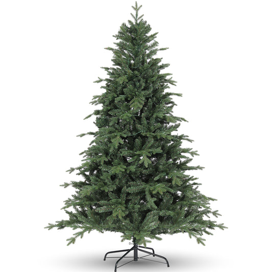 VIBESPARK 6FT Artificial Christmas Tree with 1000 PE&PVC Mixed Branch Tips, Unlit Hinged Premium Spruce Fake Xmas Trees, Green, Foldable Base