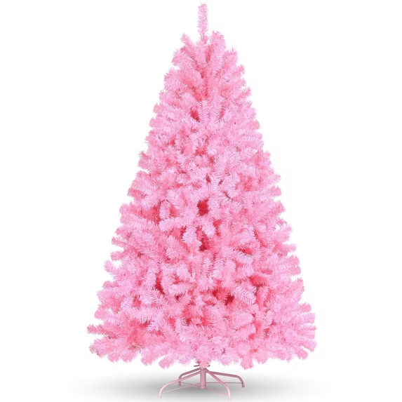 Farmdex 6 Feet Pink Christmas Tree, Premium Artificial Spruce Hinged Pink Christmas Tree Lightweight and Easy to Assemble with Christmas Tree Metal Stand 700 Tips Christmas Tree Pink