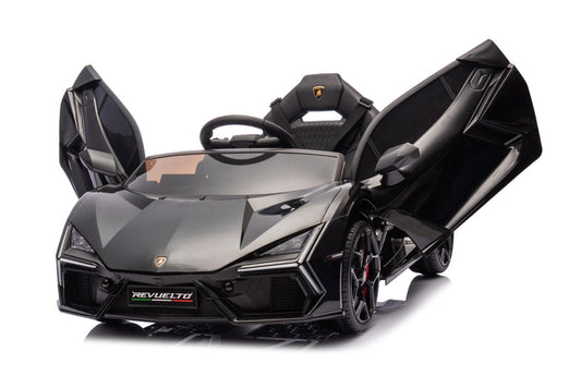 VIBESPARK 12V Licensed Lamborghini Ride on Cars, Ride on Toys for Toddlers with Remote Control, 3-point Safety Belt, Bluetooth, FM Radio, Musics, Scissor Doors, Aged 2-6, Black