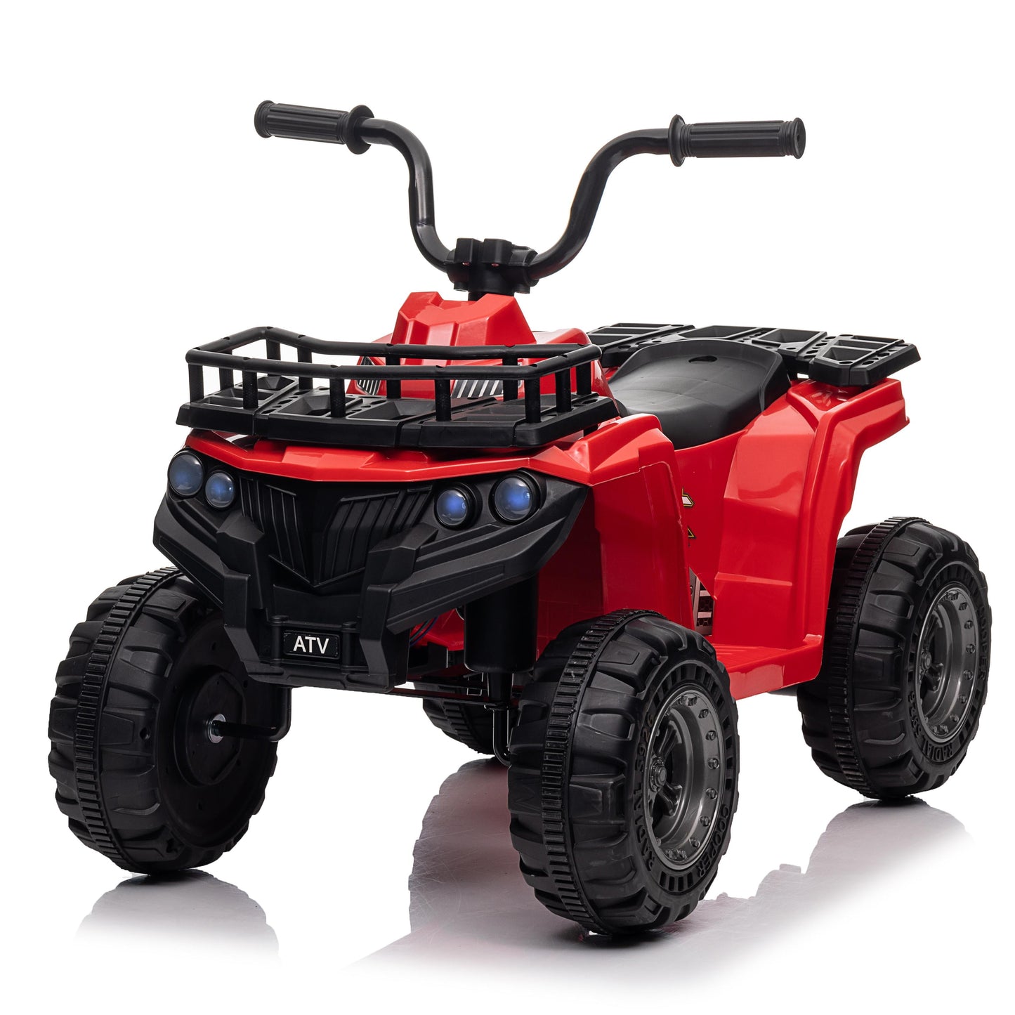 VIBESPARK 12V Battery Powered Ride on Toys, Kids Ride on ATV 4-Wheeler Quad Electric Car with One-Button Start, Ride on Toys for Toddlers W/ Storage Basket, Built-in Music, Bright LED Lights, Red