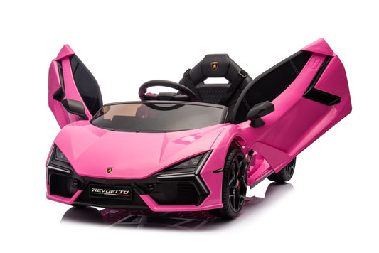 VIBESPARK 12V Licensed Lamborghini Ride on Cars, Ride on Toys for Toddlers with Remote Control, 3-point Safety Belt, Bluetooth, FM Radio, Musics, Scissor Doors, Aged 2-6, Pink