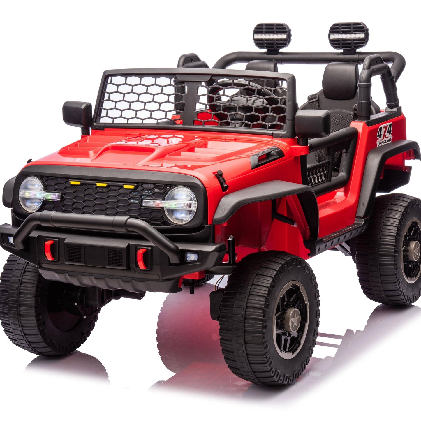 VIBESPARK 24V Powered Ride on Truck 2WD/4WD Switchable, 2 Seater Electric Ride on Car with Remote Control for Boys, Girls, 4 x 100W Kids Ride on Toys w/ Colorful LED Lights, Bluetooth, MP3, USB, 6MPH