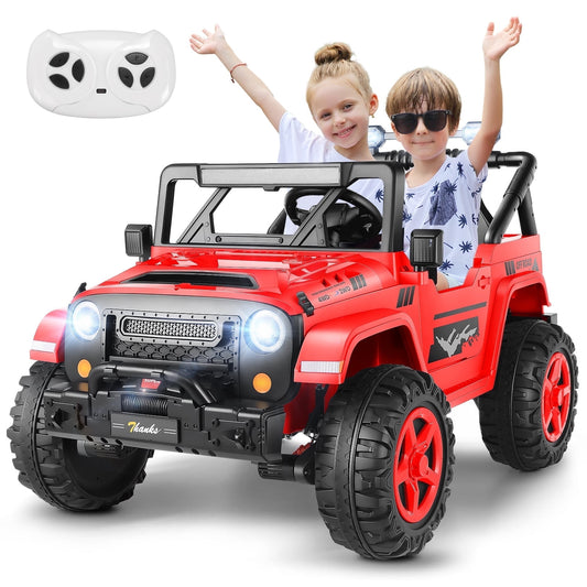 Vibespark 24V 2 Seater Kids Ride on Toys with Remote Control, 4×200W Motor, Electric Battery Powered Truck w/ 4 Wheels Spring Suspension, Bluetooth Music, 3 Speeds, LED Lights, Black