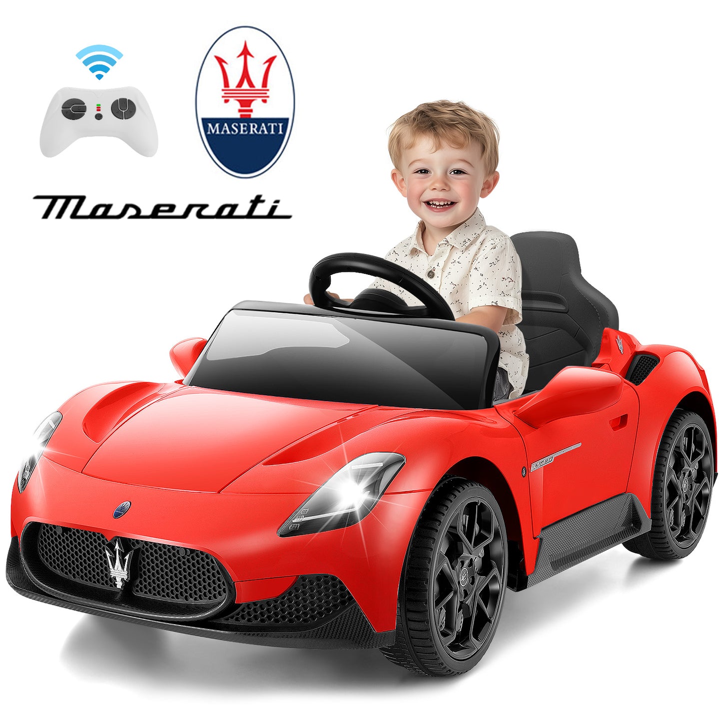 VIBESPARK 12V Licensed Maserati-MC20 Cielo Ride on Cars for Toddlers w/ Remote Control, Powered Ride on Toys, Kids Ride on Sports Car, Bluetooth, Soft Start, LED Lights, Red