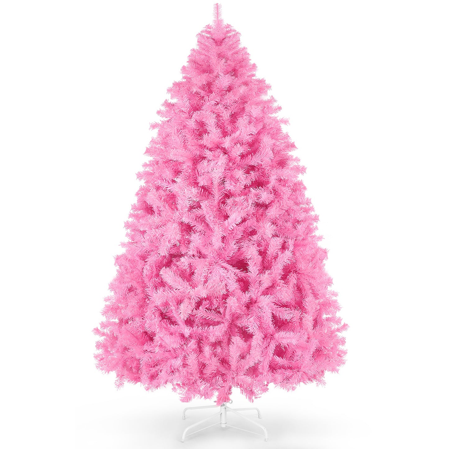 VIBESPARK 6ft Pink Christmas Tree Artificial Full Fir Tree Seasonal Holiday Decoration w/ 1000 Branch Tips, Foldable Stand