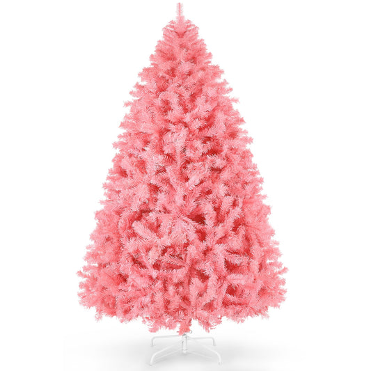 Funcid 6ft Pink Artificial Christmas Tree, Hinged Spruce Full Tree with 1,477 Branch Tips, Foldable Metal Stand, 100% New PVC Material, Xmas Tree for Indoor and Outdoor Decoration