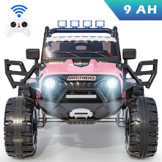 VIBESPARK 24V 9AH Ride on Toys for Big Kids, 2-Seater Ride on Cars with Remote Control, Battery Powered Ride on Electric Truck Car W/ Bluetooth, Music, LED Lights, Spring Suspension, Pink