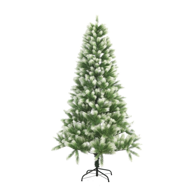 Funcid 6-Foot Green Flocked PE Christmas Tree with Snow-Tipped Branches ¨C Realistic, Easy Assembly, Durable, Perfect for Holiday Decoration