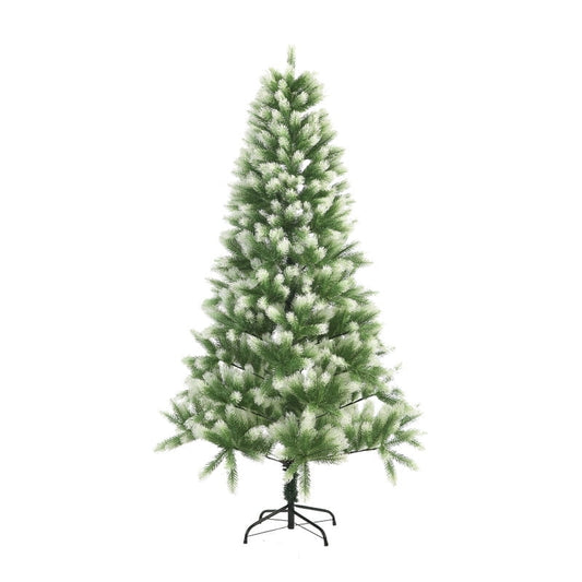 Funcid 6-Foot Green Flocked PE Christmas Tree with Snow-Tipped Branches ¨C Realistic, Easy Assembly, Durable, Perfect for Holiday Decoration