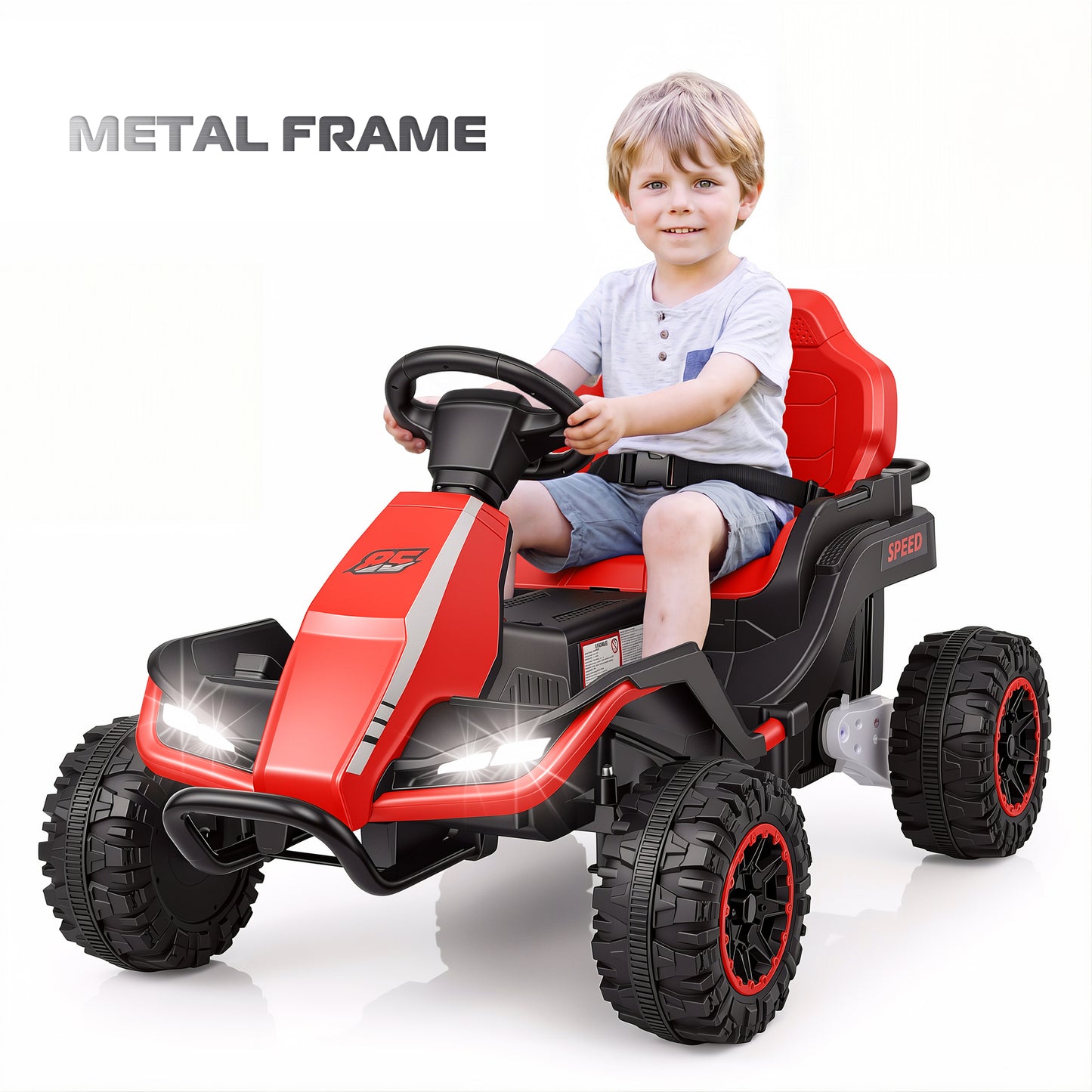 Farmdex 24 Volt Ride on Toys with Remote Control, 7AH Battery Ride on Cars, 4 Wheeler Quad ATV, Electric Car for Kids w/ Bluetooth, Music, Battery Display, LED Light Control, 5 MPH, Red