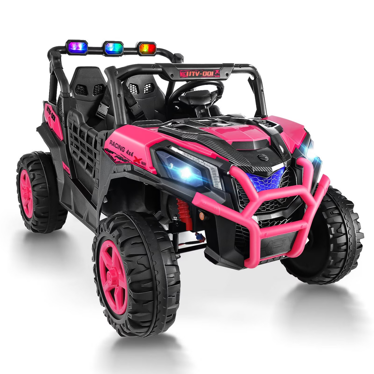Farmdex 24 Volt Ride on Toys for Big Kids Ages 3-8, 4WD 2XL Ride on Cars w/ Remote Control, 800W Motor Electric Power UTV Cars, 7AH Battery Powered Ride ons w/ Bluetooth, LED Light, 5MPH, Rose Red