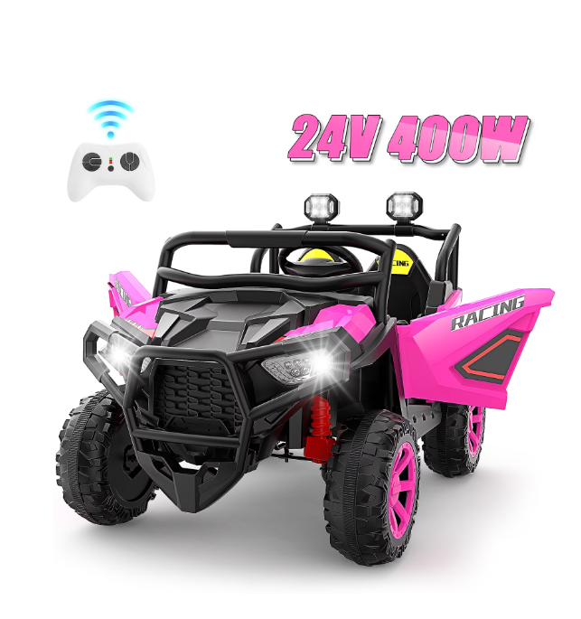 VIBESPARK 24Volt 2-Seater Ride On Cars with Remote, 400W Powered Ride On Toys with Bluetooth, MP3 & LED Lights, Electric Off-Road Toy Car for Boys & Girls Ages 3-8, Best Gift for Kids.