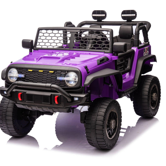 VIBESPARK 24V Powered Ride on Truck 2WD/4WD Switchable, 2 Seater Electric Ride on Car with Remote Control for Boys, Girls, 4 x 100W Kids Ride on Toys w/ Colorful LED Lights, Bluetooth, MP3, USB, 6MPH