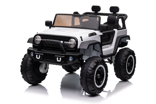Vibespark 24V Ride on Toy w/ 2 Seater Remote Control, 4WD Battery Powered Ride on Truck with 3 Speeds, Spring Suspension, Bluetooth Music, LED Lights, MP3, White