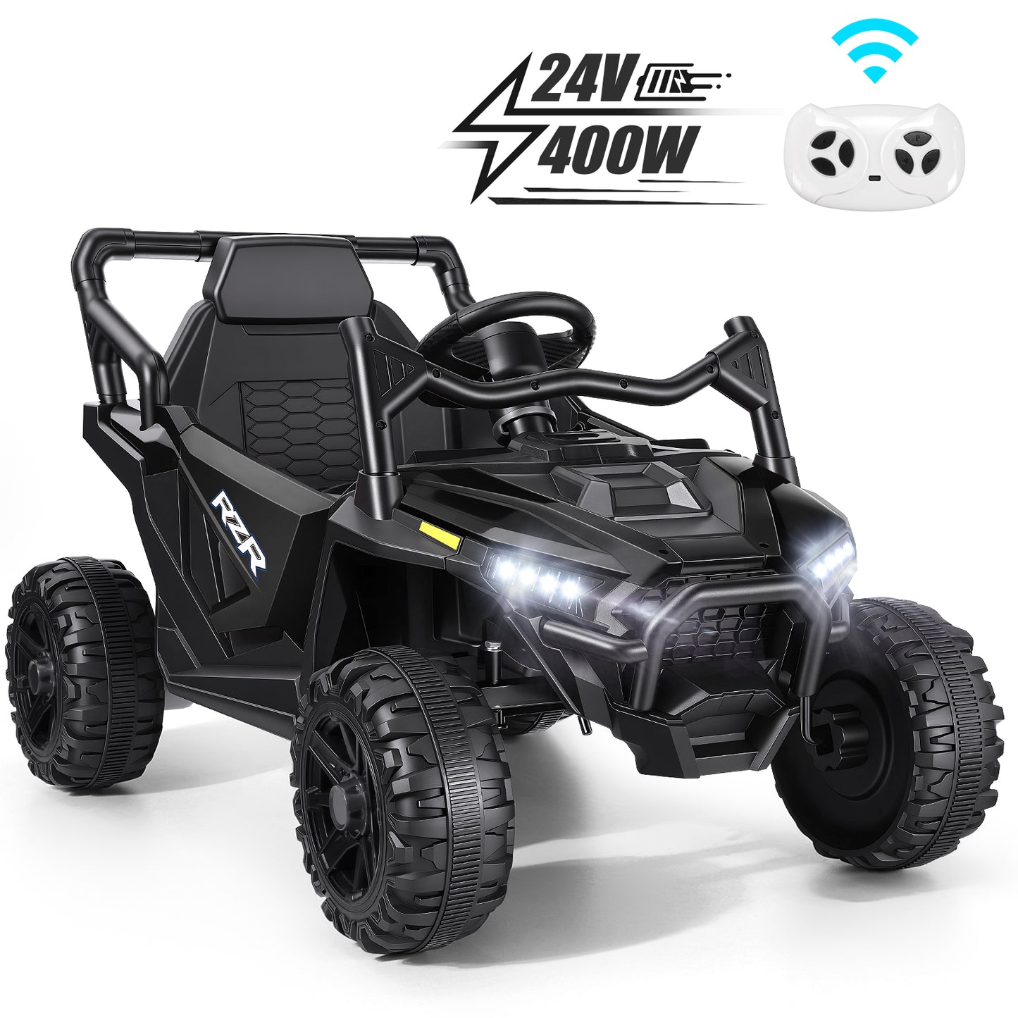 Farmdex 24 Volt Ride on Car UTV, 400W Ride on Toy Car with Remote Control, Electric Car for Boys Girls, Knob Volume Control, LED Lights, Bluetooth