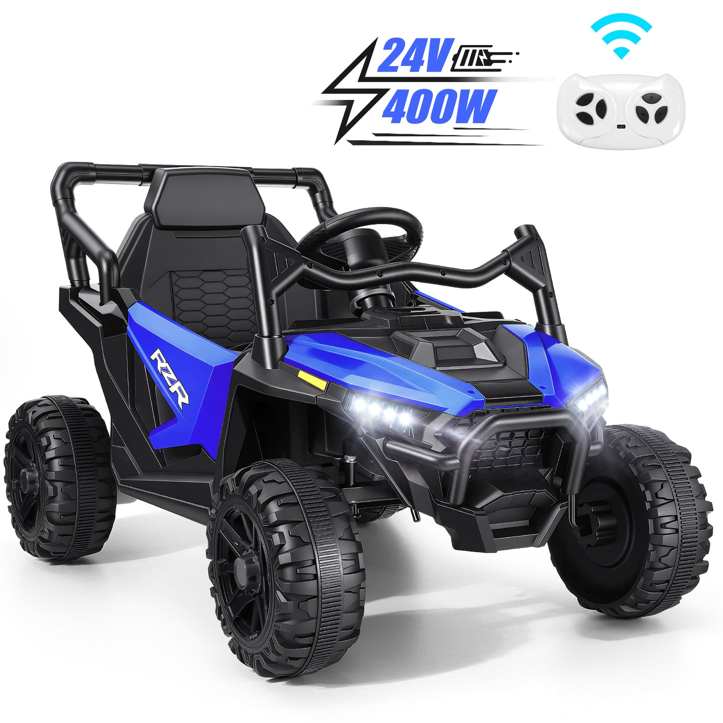 Farmdex 24 Volt Ride on Car UTV, 400W Ride on Toy Car with Remote Control, Electric Car for Boys Girls, Knob Volume Control, LED Lights, Bluetooth