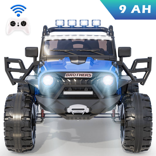 VIBESPARK 24V 9AH Ride on Toys for Big Kids, 2-Seater Ride on Cars with Remote Control, Battery Powered Ride on Electric Truck Car W/ Bluetooth, Music, LED Lights, Spring Suspension, Blue