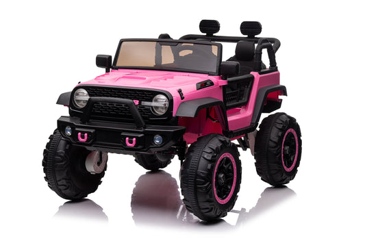 Vibespark 24V Ride on Toy w/ 2 Seater Remote Control, 4WD Battery Powered Ride on Truck with 3 Speeds, Spring Suspension, Bluetooth Music, LED Lights, MP3, Pink