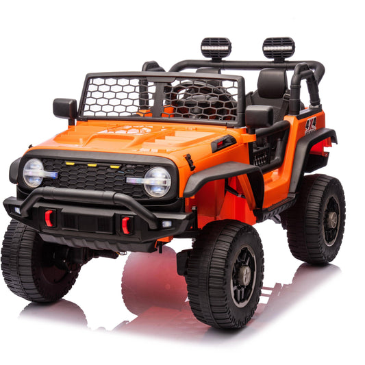 VIBESPARK 24V Powered Ride on Truck 2WD/4WD Switchable, 2 Seater Electric Ride on Car with Remote Control for Boys, Girls, 4 x 100W Kids Ride on Toys w/ Colorful LED Lights, Bluetooth, MP3, USB, 6MPH
