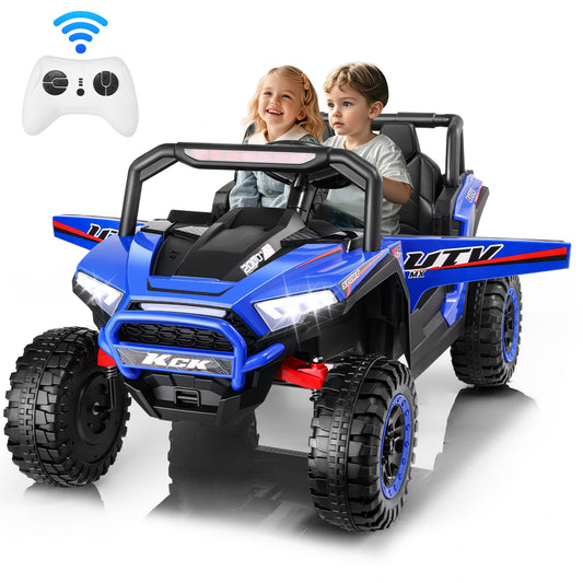 VIBESPARK 24V 2 Seater Ride on Toys UTV with Remote Control, Electric Ride on Cars for Kids, Power Car Wheels, Colorful LED Lights, Bluetooth, Storage Space, Blue