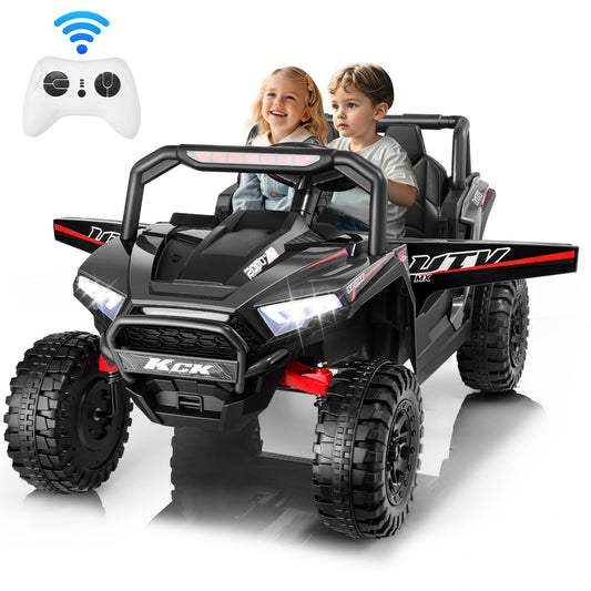 VIBESPARK 24V 2 Seater Ride on Toys UTV with Remote Control, Electric Ride on Cars for Kids, Power Car Wheels, Colorful LED Lights, Bluetooth, Storage Space, Black
