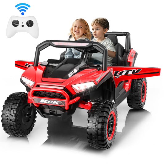 VIBESPARK 24V 2 Seater Ride on Toys UTV with Remote Control, Electric Ride on Cars for Kids, Power Car Wheels, Colorful LED Lights, Bluetooth, Storage Space, Red