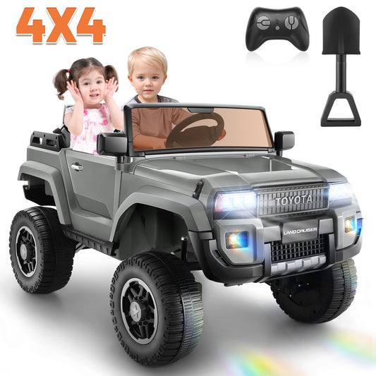 Licensed Toyota 24V Ride on Truck Car with 4¡Á100W Motors, Ride on Toys w/ 31'' Wide Seat, 4WD/2WD Switchable, Colored Decorative LED Lights, Suspension, Bluetooth, Green