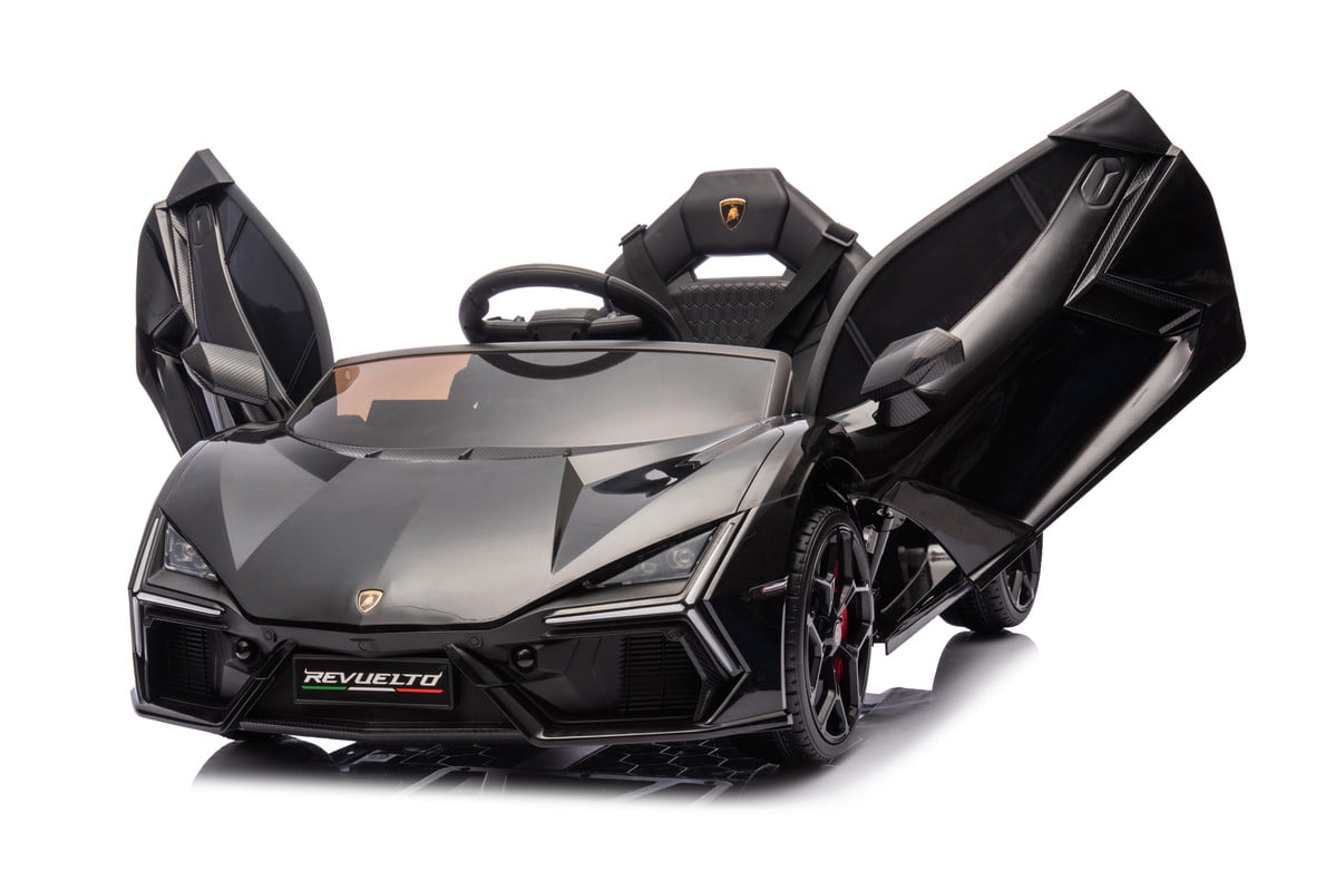 VIBESPARK 12V Licensed Lamborghini Ride on Cars, Ride on Toys for Toddlers with Remote Control, 3-point Safety Belt, Bluetooth, FM Radio, Musics, Scissor Doors, Aged 2-6, Black