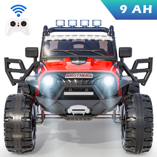 VIBESPARK 24V 9AH Ride on Toys for Big Kids, 2-Seater Ride on Cars with Remote Control, Battery Powered Ride on Electric Truck Car W/ Bluetooth, Music, LED Lights, Spring Suspension, Red