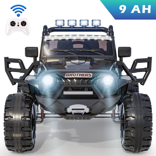 VIBESPARK 24V 9AH Ride on Toys for Big Kids, 2-Seater Ride on Cars with Remote Control, Battery Powered Ride on Electric Truck Car W/ Bluetooth, Music, LED Lights, Spring Suspension, Black