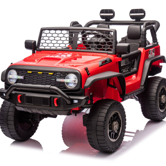VIBESPARK 24V Powered Ride on Truck 2WD/4WD Switchable, 2 Seater Electric Ride on Car with Remote Control for Boys, Girls, 4 x 100W Kids Ride on Toys w/ Colorful LED Lights, Bluetooth, MP3, USB, 6MPH