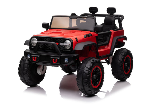 Vibespark 24V Ride on Toy w/ 2 Seater Remote Control, 4WD Battery Powered Ride on Truck with 3 Speeds, Spring Suspension, Bluetooth Music, LED Lights, MP3, Red