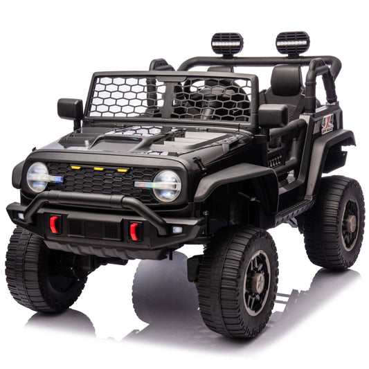 VIBESPARK 24V Powered Ride on Truck 2WD/4WD Switchable, 2 Seater Electric Ride on Car with Remote Control for Boys, Girls, 4 x 100W Kids Ride on Toys w/ Colorful LED Lights, Bluetooth, MP3, USB, 6MPH