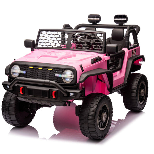 VIBESPARK 24V Powered Ride on Truck 2WD/4WD Switchable, 2 Seater Electric Ride on Car with Remote Control for Boys, Girls, 4 x 100W Kids Ride on Toys w/ Colorful LED Lights, Bluetooth, MP3, USB, 6MPH