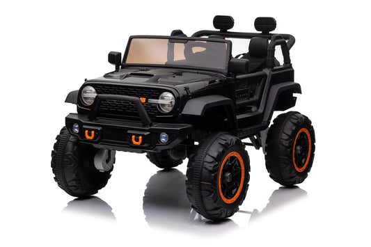 Vibespark 24V Ride on Toy w/ 2 Seater Remote Control, 4WD Battery Powered Ride on Truck with 3 Speeds, Spring Suspension, Bluetooth Music, LED Lights, MP3, Black