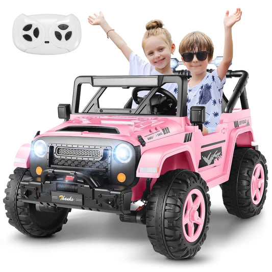 Vibespark 24V 2 Seater Kids Ride on Toys with Remote Control, 4×200W Motor, Electric Battery Powered Truck w/ 4 Wheels Spring Suspension, Bluetooth Music, 3 Speeds, LED Lights, Red