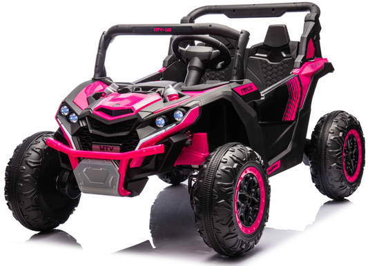 VIBESPARK 24V Powered Ride on Car 2WD/4WD Switchable, 2 Seater Ride on UTV with 3-Speed Remote Control, 4-Wheeler Kids Electric Toy for 3-8, Bluetooth, Music, USB, LED Lights, Spring Suspension